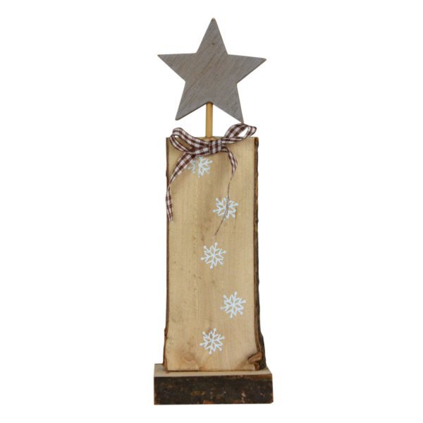 Χριστουγεννιάτικο Ξύλινο, με Γκρι Αστέρι στην Κορυφή (21cm)
